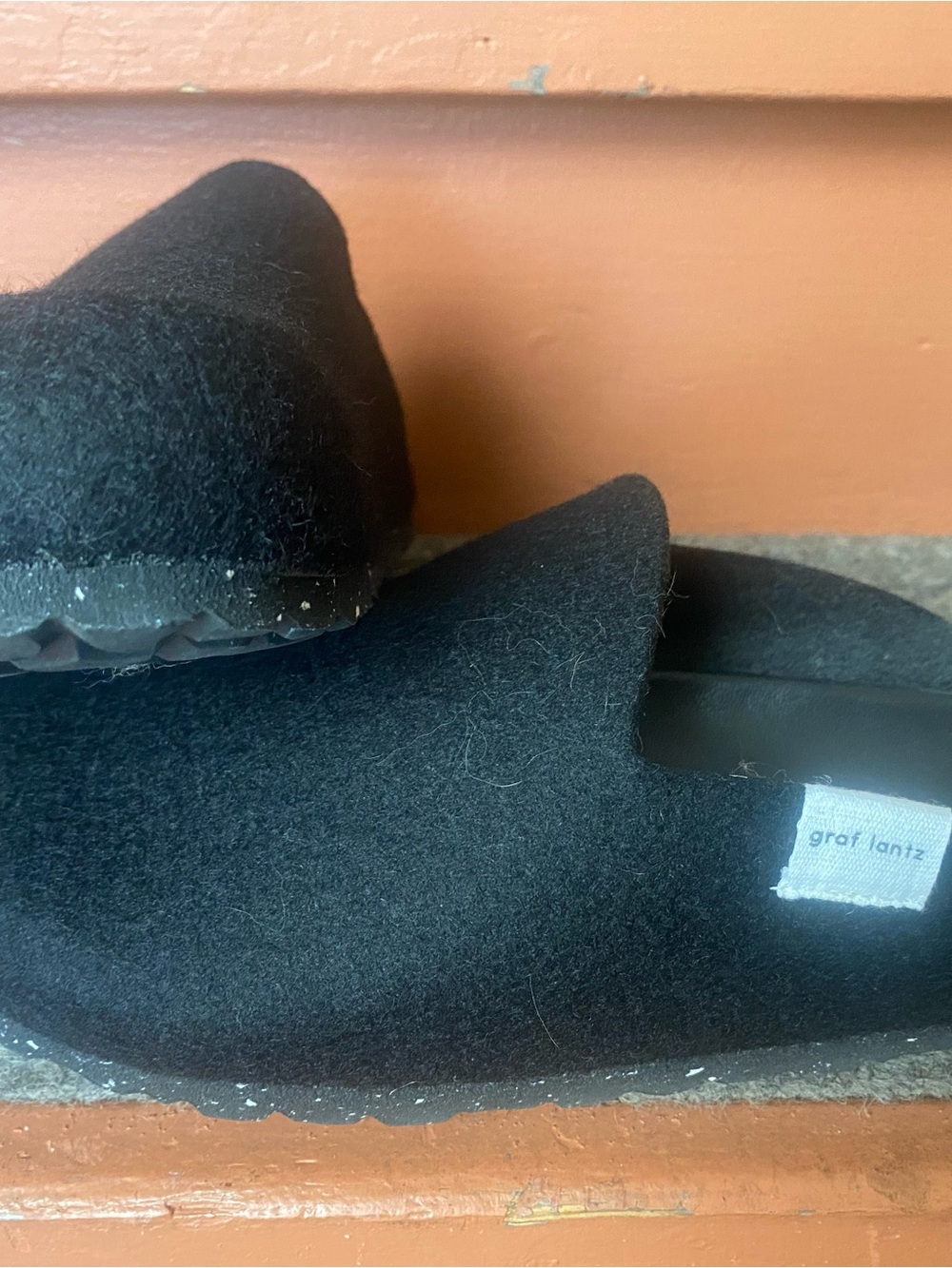 Graf Lantz Black Wool Slip-On Mule Clogs
